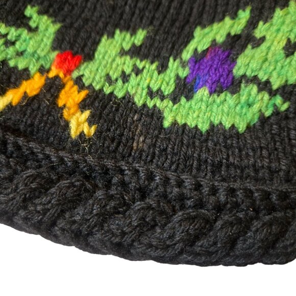 Vintage Christmas Wreath Knit Purse Black Holiday Retro Floral Handbag - Picture 7 of 16